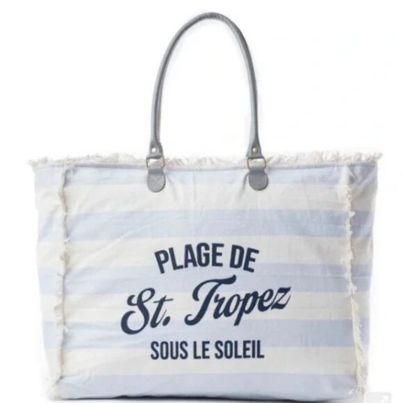 MYRA Saint Tropez Weekender Bag In White & Sky Blue XL🎁🆕⌚🏃💨🚚 - Picture 1 of 10